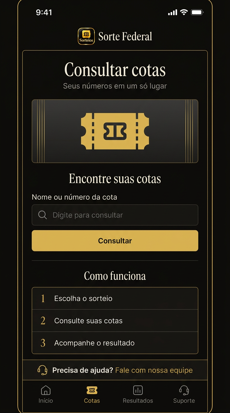 Prévia ilustrativa 2 do aplicativo Sorte Federal